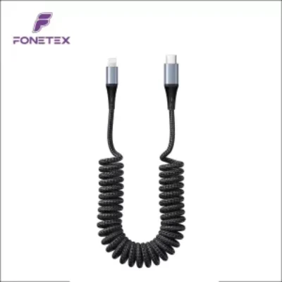 FoneTex Uitrekbaar Geweven Oplaakabel & Datakabel USB-C naar 8-pin 60W FT-C23