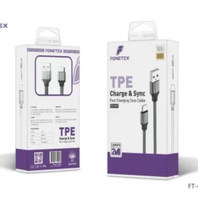 Snel Lader & Data Kabel – USB naar USB-C – 2 meter – FT-C11