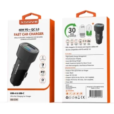 Xssive PD QC3.0 Fast Car Charger 38W XSS-C2PD – Zwart