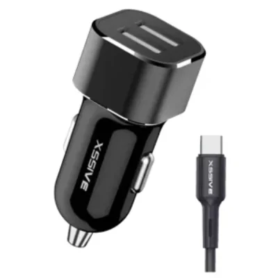 Xss-C29N Duo Car Charger+ Type-C Cable 2.4A – Zwart