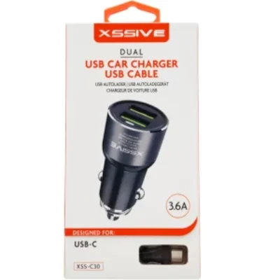 Xssive C30 Duo Car Adapter 3.6A – Zwart