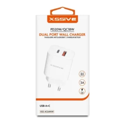 Xssive PD 20W/QC18W Dual Port Wall Charger XSS-AC64