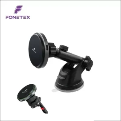 FoneTex Magnetische Autolader 15W (Rooster + Zuignap) with USB-C Cable FT-190