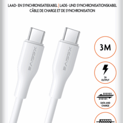 Xssive TPE Serie 65W Type-C to Type-C Cable 3m – Wit