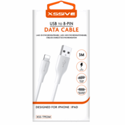 Xssive TPE Serie USB to 8 Pin Cable 3m – Wit