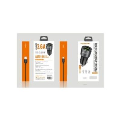 Xssive C30L Duo Car Charger+Cable for iPhone 3.6A – Zwart